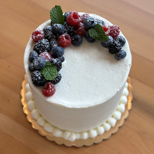 Vanilla Triple Berry Fresh Fruit Cake