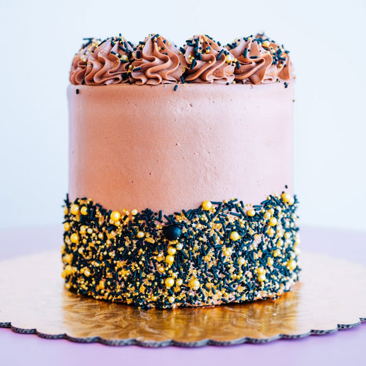birthday cake with black sprinkles