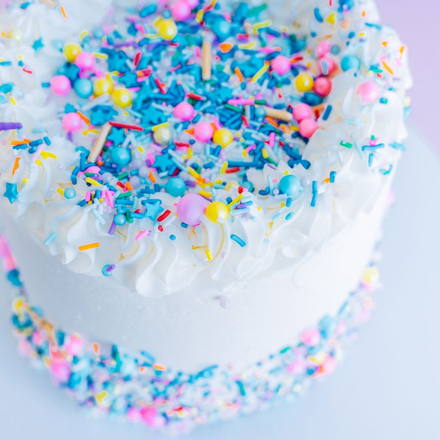 birthday cake with blue sprinkles
