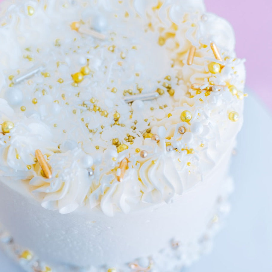 birthday cake with white sprinkles