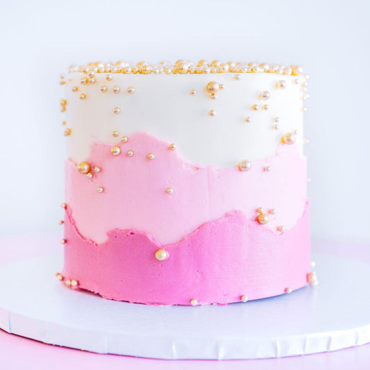 pink Santa Monica mountains cake
